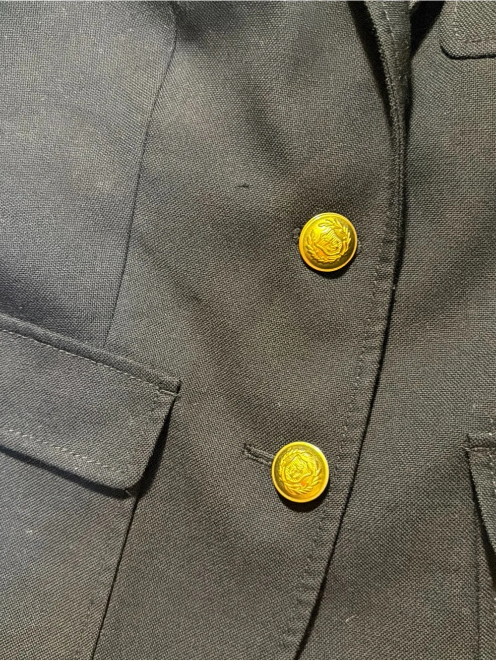 J Crew Blazer Womens Sz 8 Petite Navy Blue Gold Buttons Schoolboy Wool